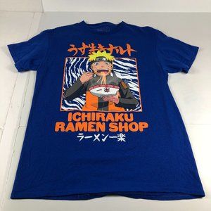 Naruto Shippuden Shirt Men's Medium Blue Colorful Ichiraku Ramen Shop Anime 2002
